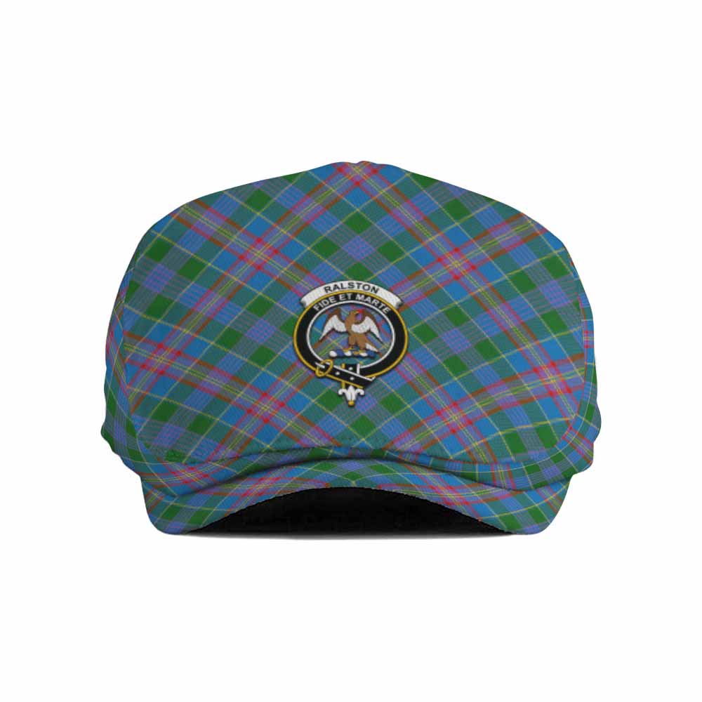 Ralston Tartan Flat Cap, Jeff Cap Cross Style with Family Crest - Tartan Vibes Clothing