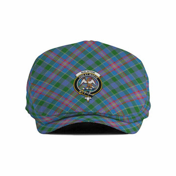 Ralston Tartan Flat Cap, Jeff Cap Cross Style with Family Crest