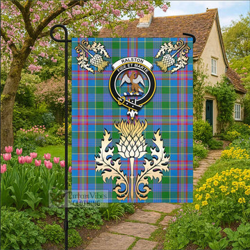 Ralston Tartan Garden Flag with Golden Regal Scottish Thistle Emblem