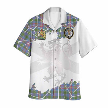 Ralston Tartan Hawaiian Shirt with Family Crest and Lion Rampant Grunge Style