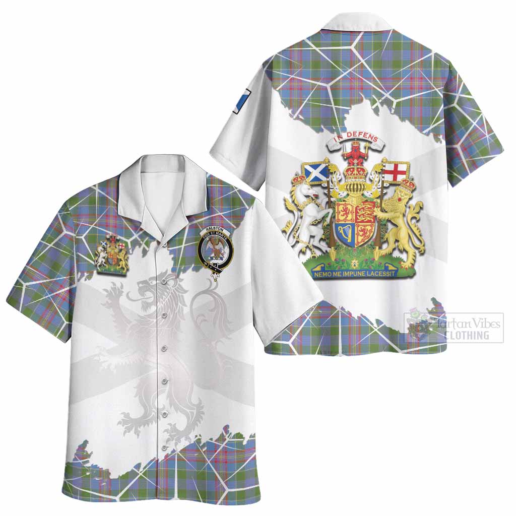 Ralston Tartan Hawaiian Shirt with Family Crest and Lion Rampant Grunge Style
