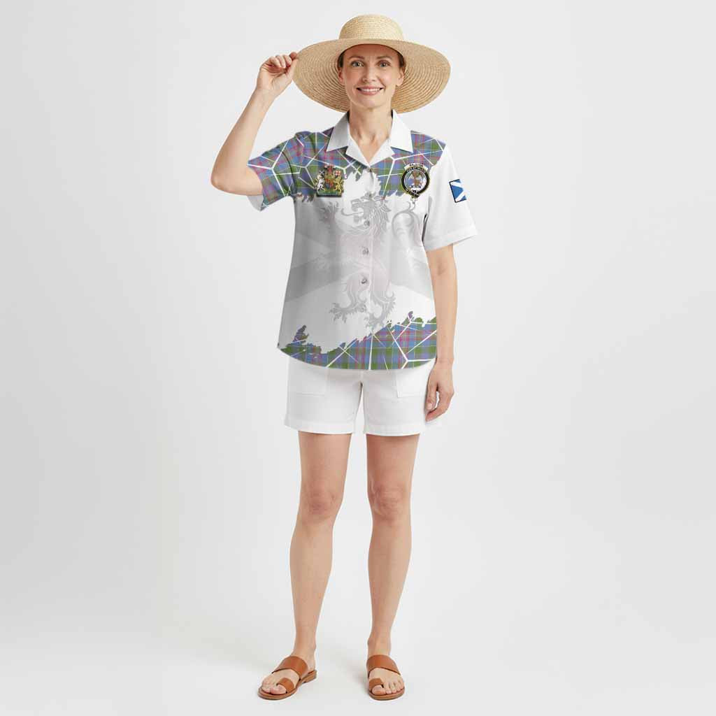 Ralston Tartan Hawaiian Shirt with Family Crest and Lion Rampant Grunge Style