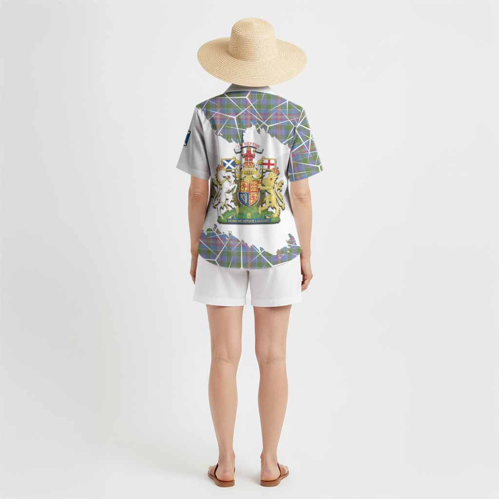 Ralston Tartan Hawaiian Shirt with Family Crest and Lion Rampant Grunge Style