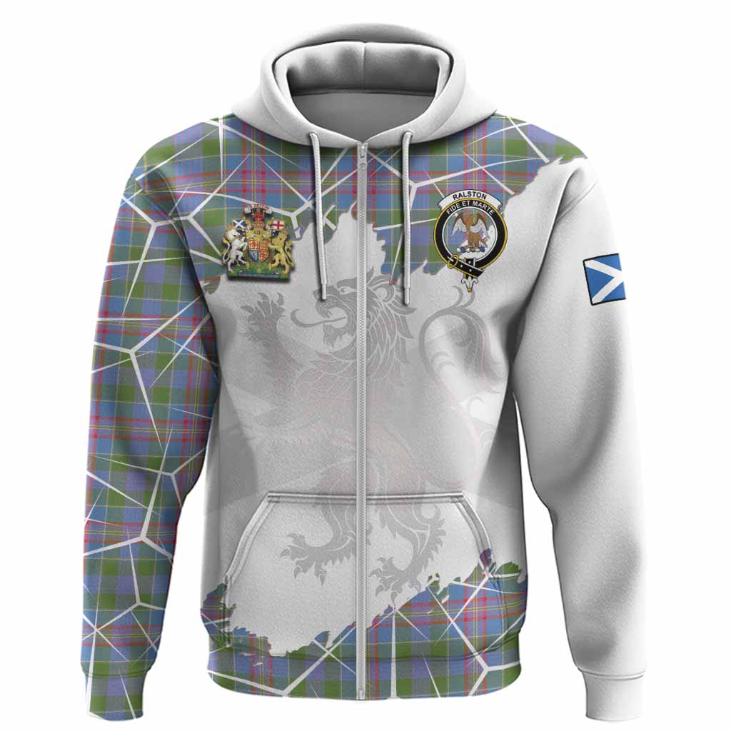 Ralston Tartan Hoodie with Family Crest and Lion Rampant Grunge Style