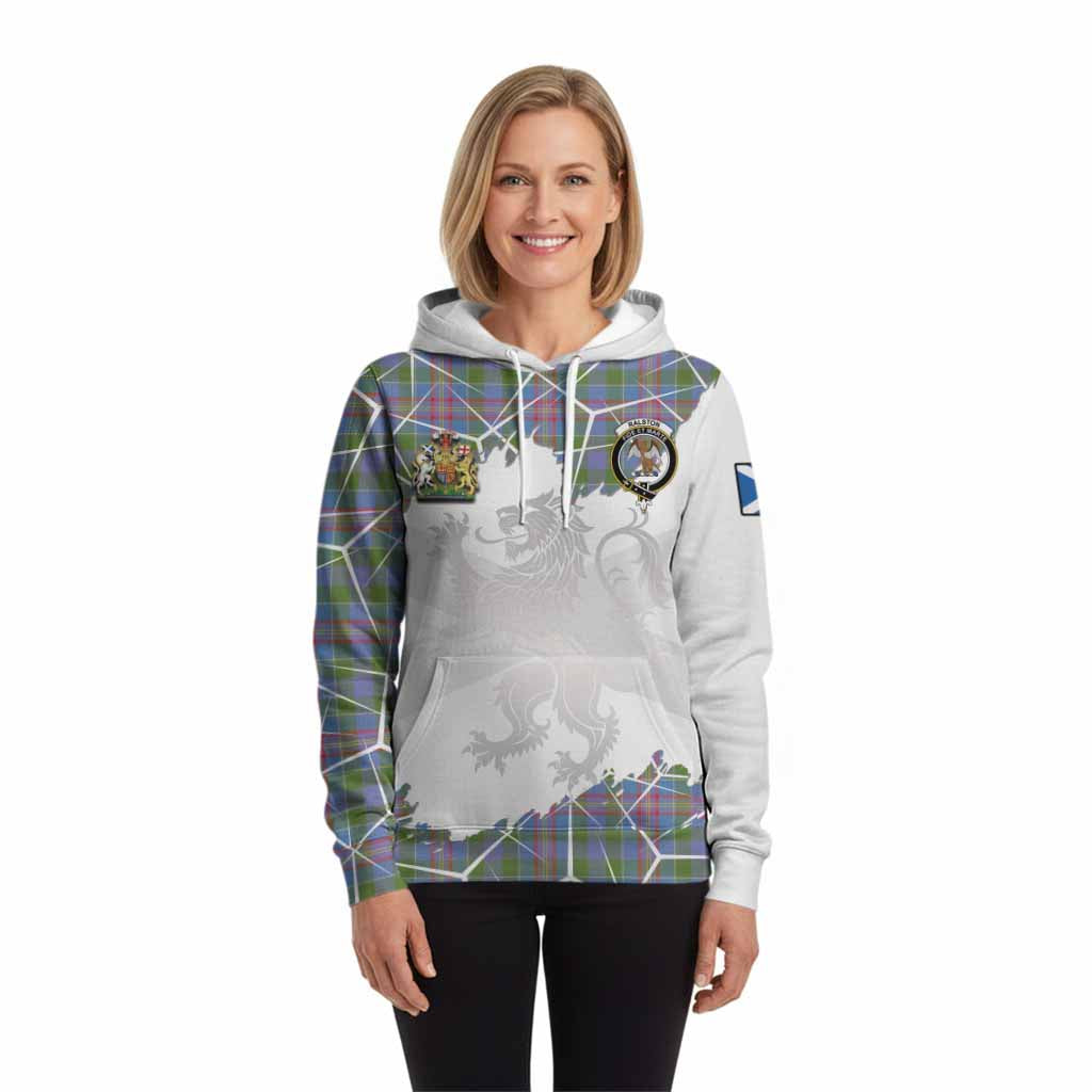 Ralston Tartan Hoodie with Family Crest and Lion Rampant Grunge Style