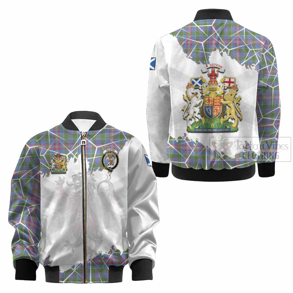 Ralston Tartan Kid Bomber Jacket with Family Crest and Lion Rampant Grunge Style