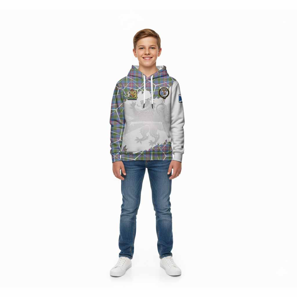 Ralston Tartan Kid Hoodie with Family Crest and Lion Rampant Grunge Style