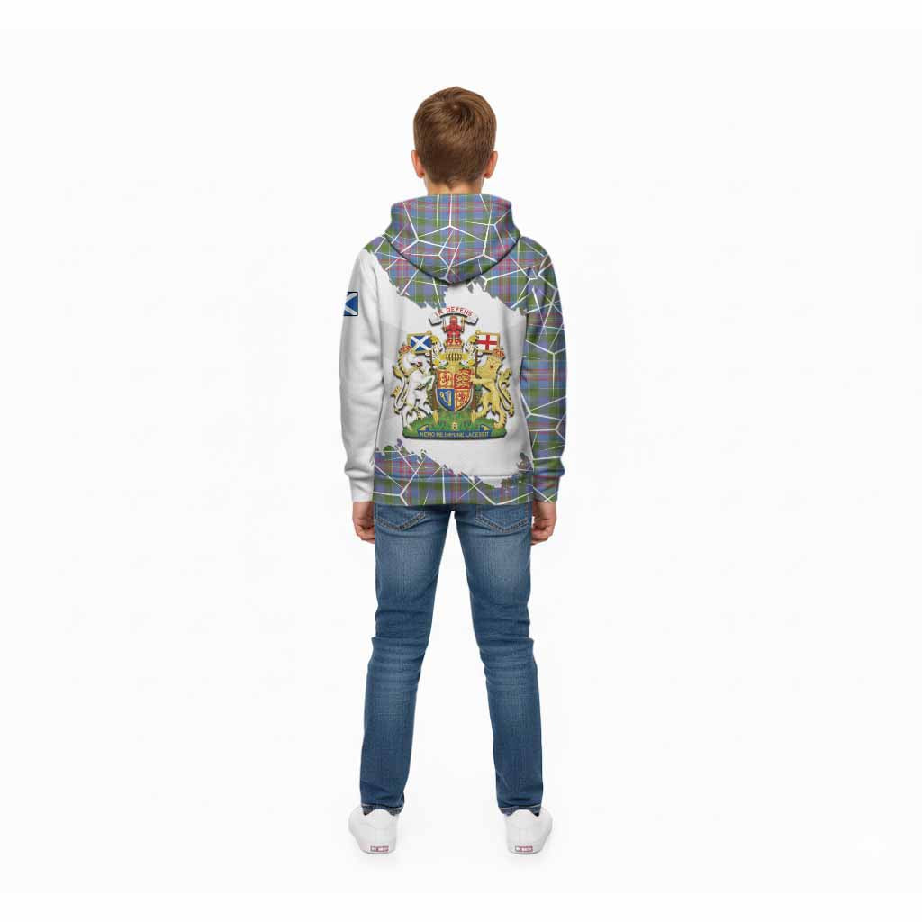 Ralston Tartan Kid Hoodie with Family Crest and Lion Rampant Grunge Style