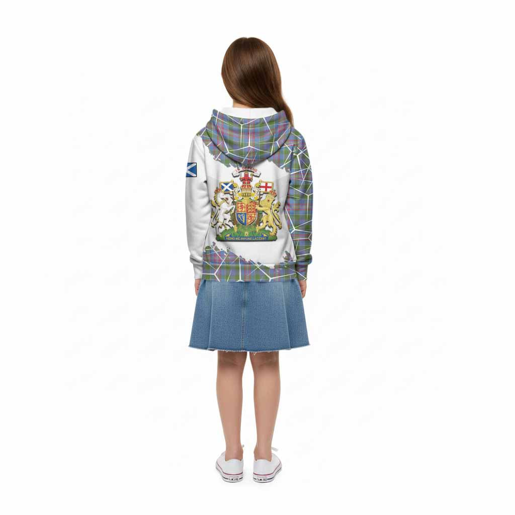 Ralston Tartan Kid Hoodie with Family Crest and Lion Rampant Grunge Style