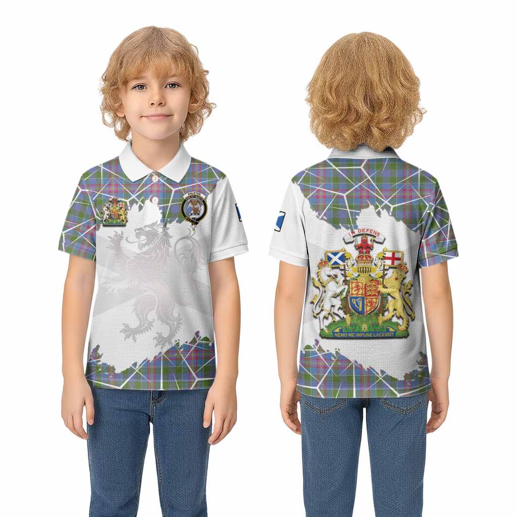 Ralston Tartan Kid Polo Shirt with Family Crest and Lion Rampant Grunge Style