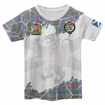 Ralston Tartan Kid T-shirt with Family Crest and Lion Rampant Grunge Style