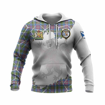Ralston Tartan Knitted Hoodie with Family Crest and Lion Rampant Grunge Style