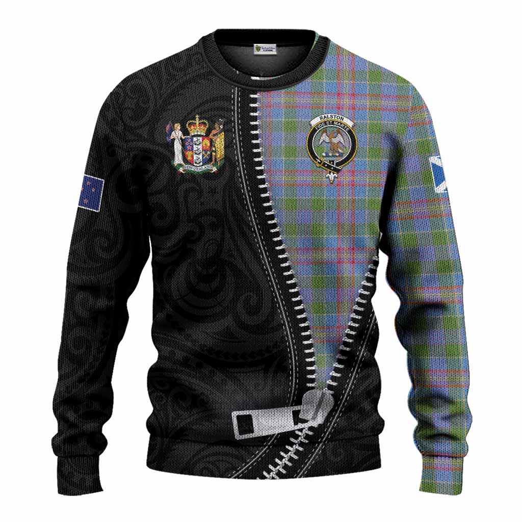 Ralston Tartan Knitted Sweater New Zealand Pattern Unique Zipper Stylized