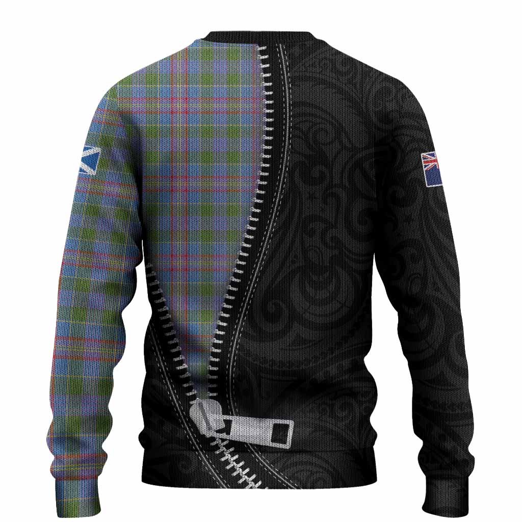 Ralston Tartan Knitted Sweater New Zealand Pattern Unique Zipper Stylized