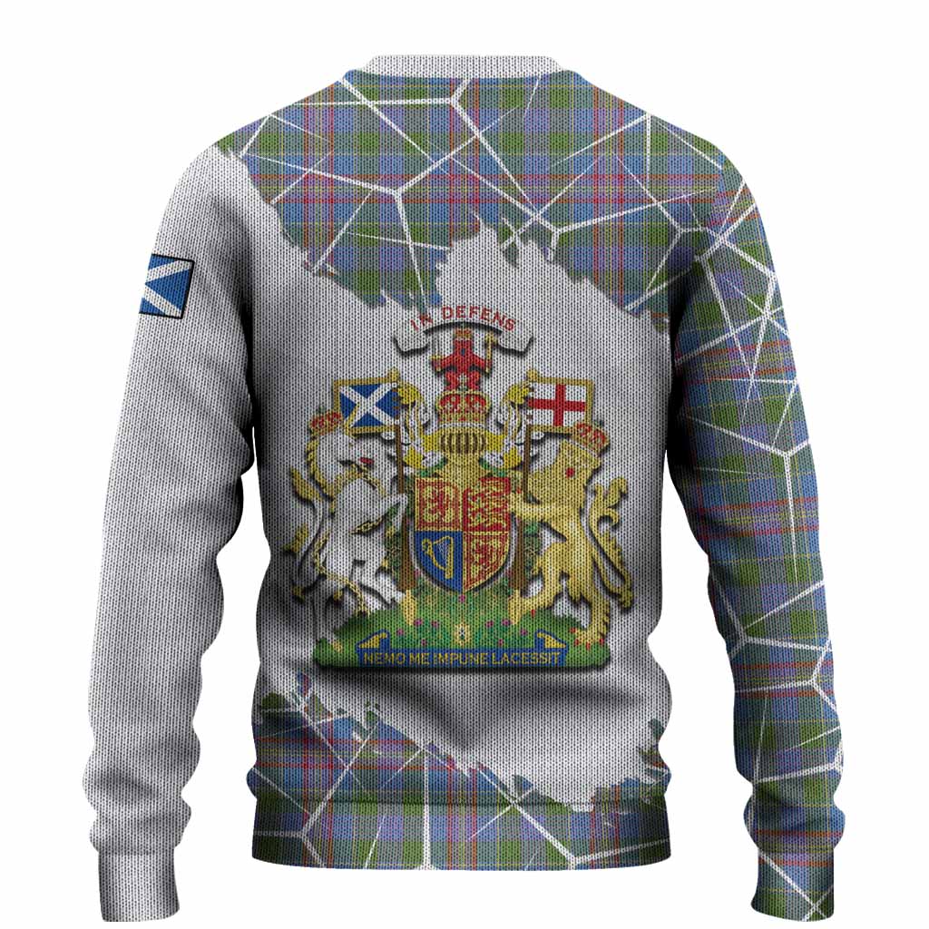 Ralston Tartan Knitted Sweater with Family Crest and Lion Rampant Grunge Style