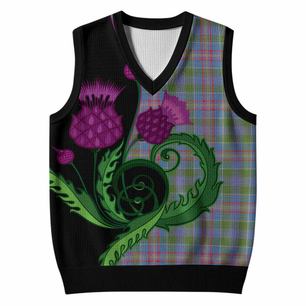 Ralston Tartan Knitted V-Neck Vest Traditional Scottish Thistle