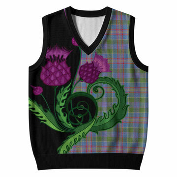 Ralston Tartan Knitted V-Neck Vest Traditional Scottish Thistle