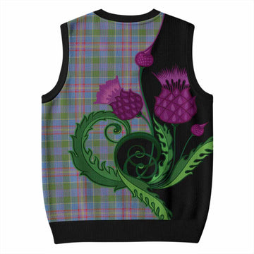 Ralston Tartan Knitted V-Neck Vest Traditional Scottish Thistle
