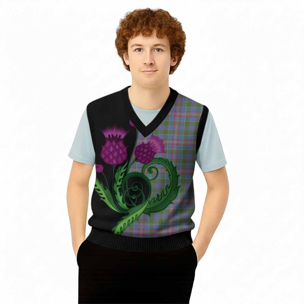 Ralston Tartan Knitted V-Neck Vest Traditional Scottish Thistle