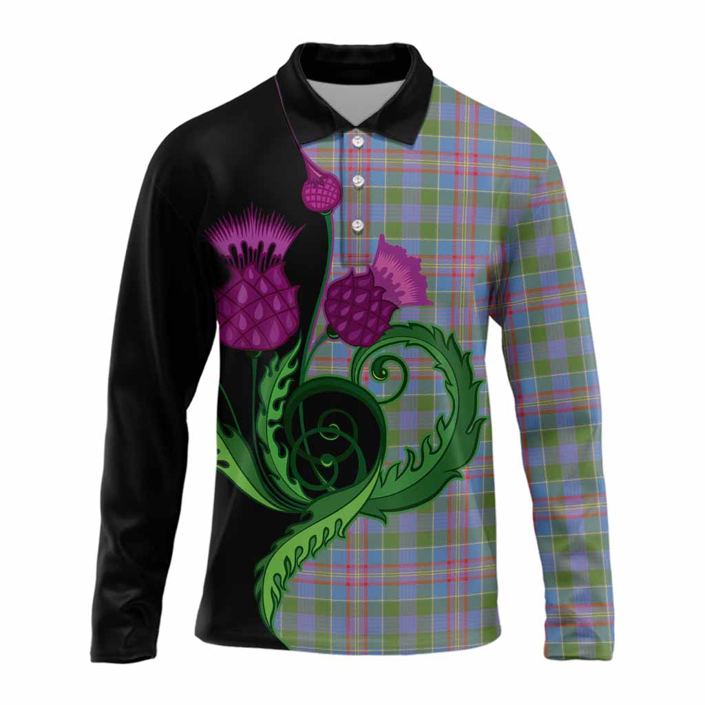 Ralston Tartan Long Sleeve Polo Shirt Traditional Scottish Thistle