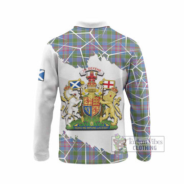 Ralston Tartan Long Sleeve Polo Shirt with Family Crest and Lion Rampant Grunge Style