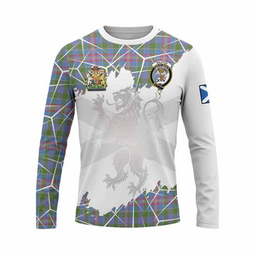 Ralston Tartan Long Sleeve T-Shirt with Family Crest and Lion Rampant Grunge Style
