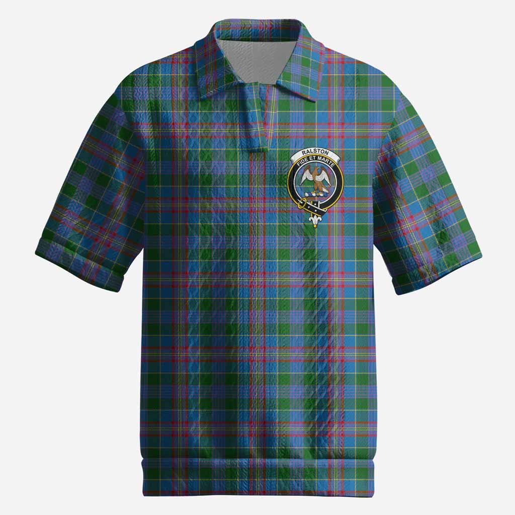 Ralston Tartan Men’s Polo Sweater Top with Family Crest