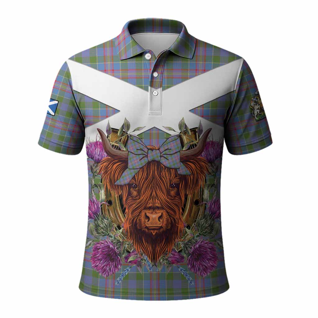 Ralston Tartan Polo Shirt Scottish Thistle Heilan Coo