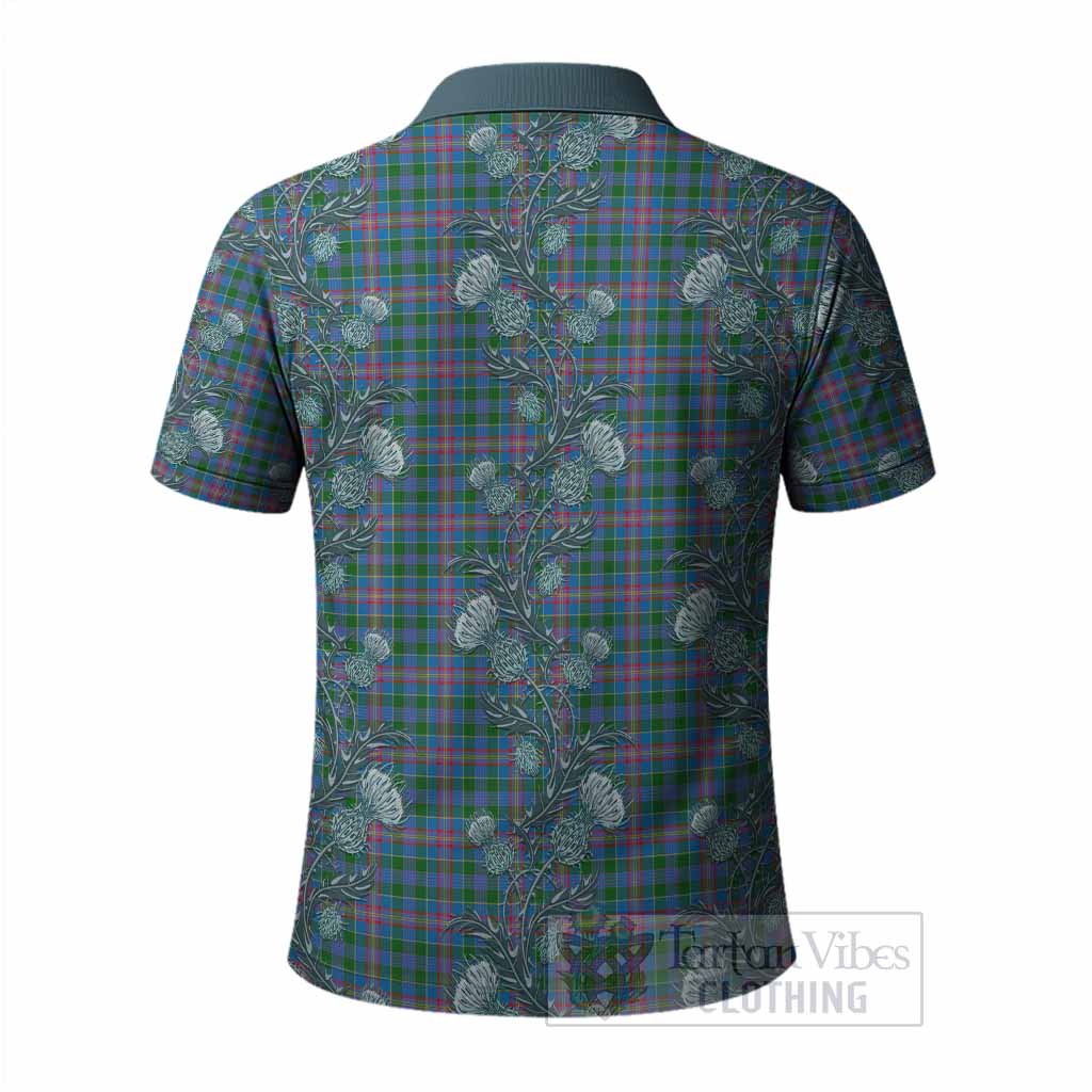 Ralston Tartan Polo Shirt Seamless Scottish Thistle Flowers
