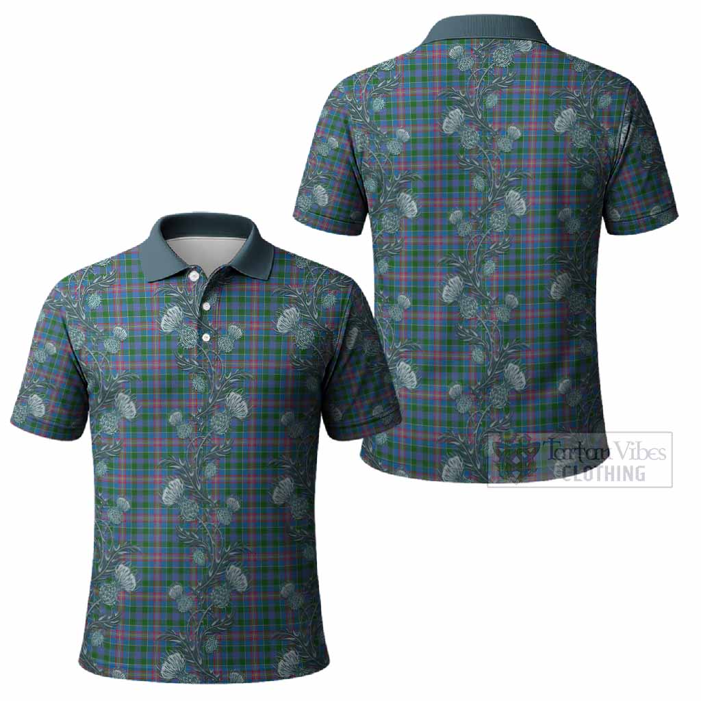 Ralston Tartan Polo Shirt Seamless Scottish Thistle Flowers