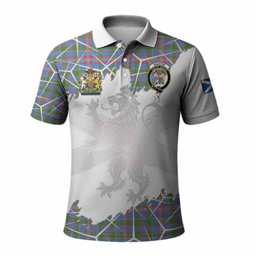 Ralston Tartan Polo Shirt with Family Crest and Lion Rampant Grunge Style