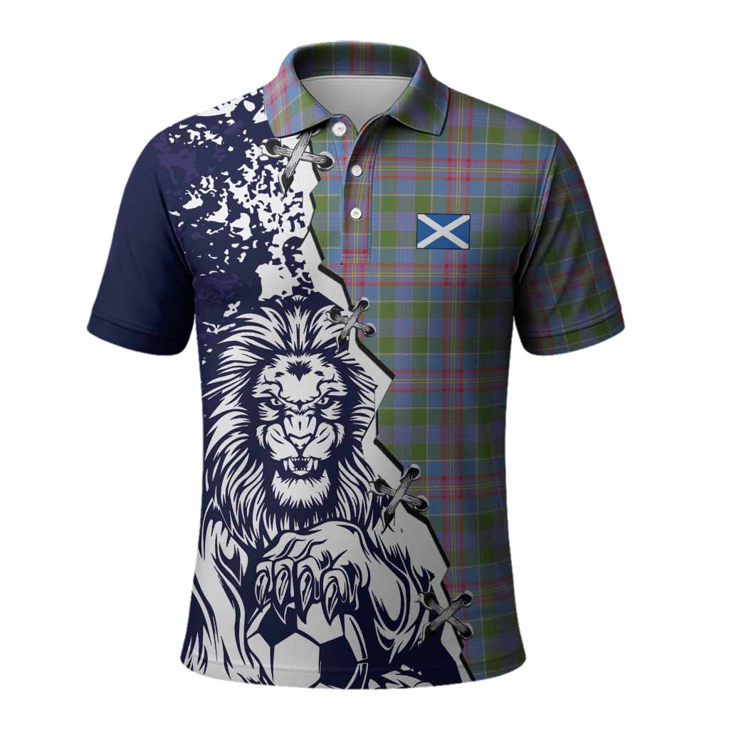 Ralston Tartan Scottish Polo Shirt Angry Lion With Soccer Ball Style