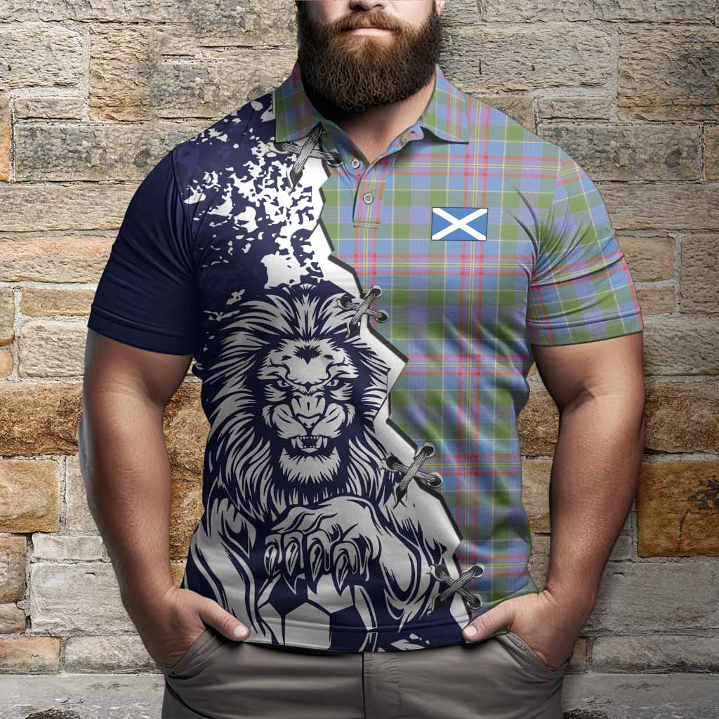 Ralston Tartan Scottish Polo Shirt Angry Lion With Soccer Ball Style