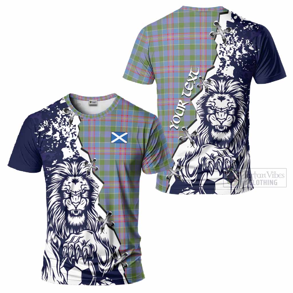 Ralston Tartan Scottish T-Shirt Angry Lion With Soccer Ball Style