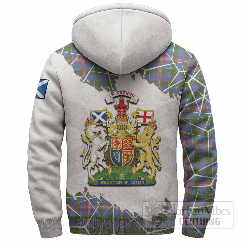 Ralston Tartan Sherpa Hoodie with Family Crest and Lion Rampant Grunge Style
