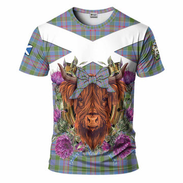 Ralston Tartan T-Shirt Scottish Thistle Heilan Coo