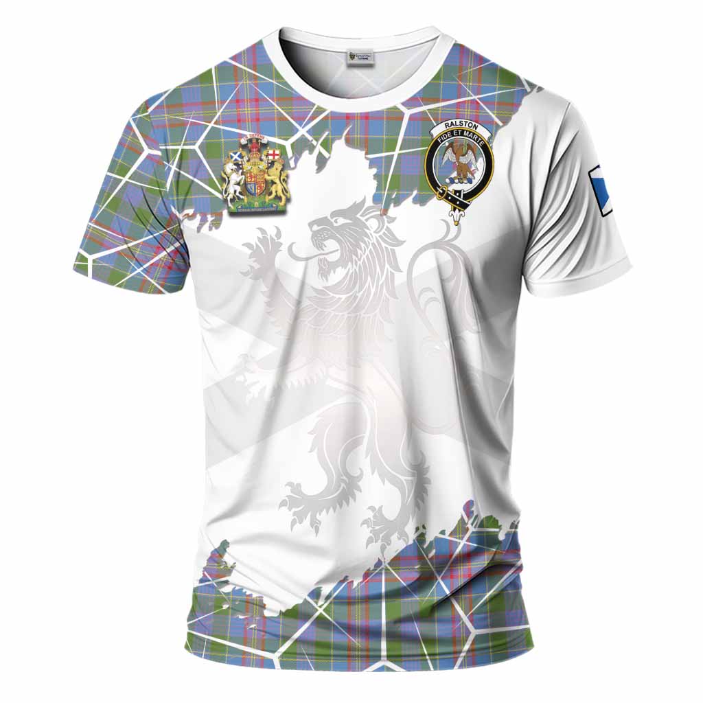 Ralston Tartan T-Shirt with Family Crest and Lion Rampant Grunge Style