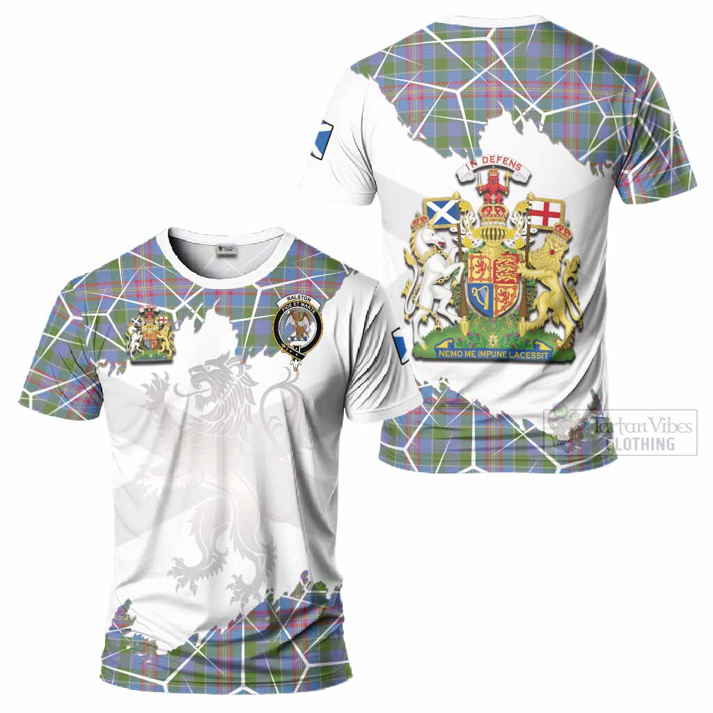 Ralston Tartan T-Shirt with Family Crest and Lion Rampant Grunge Style