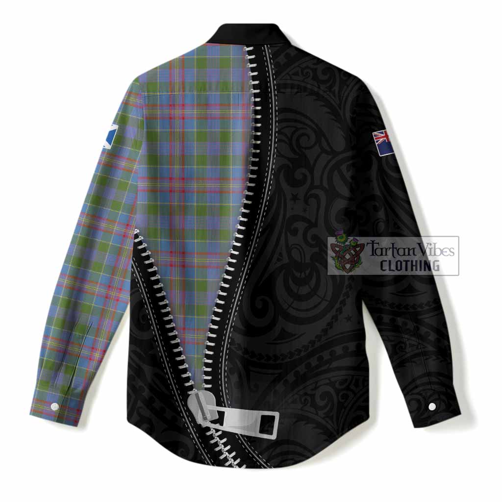Ralston Tartan Women Casual Shirt New Zealand Pattern Unique Zipper Stylized
