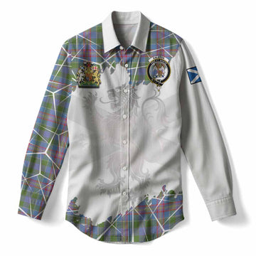Ralston Tartan Women Casual Shirt with Family Crest and Lion Rampant Grunge Style