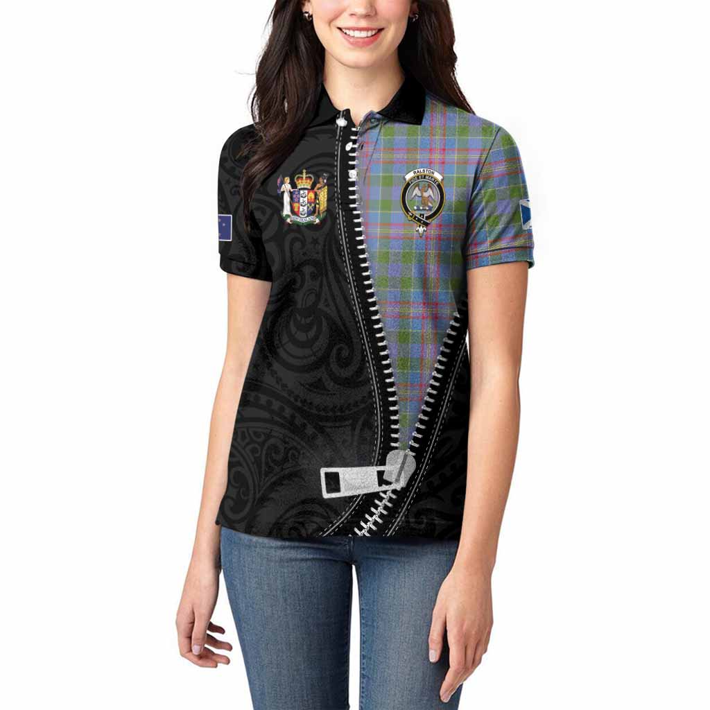 Ralston Tartan Women Polo Shirt New Zealand Pattern Unique Zipper Stylized