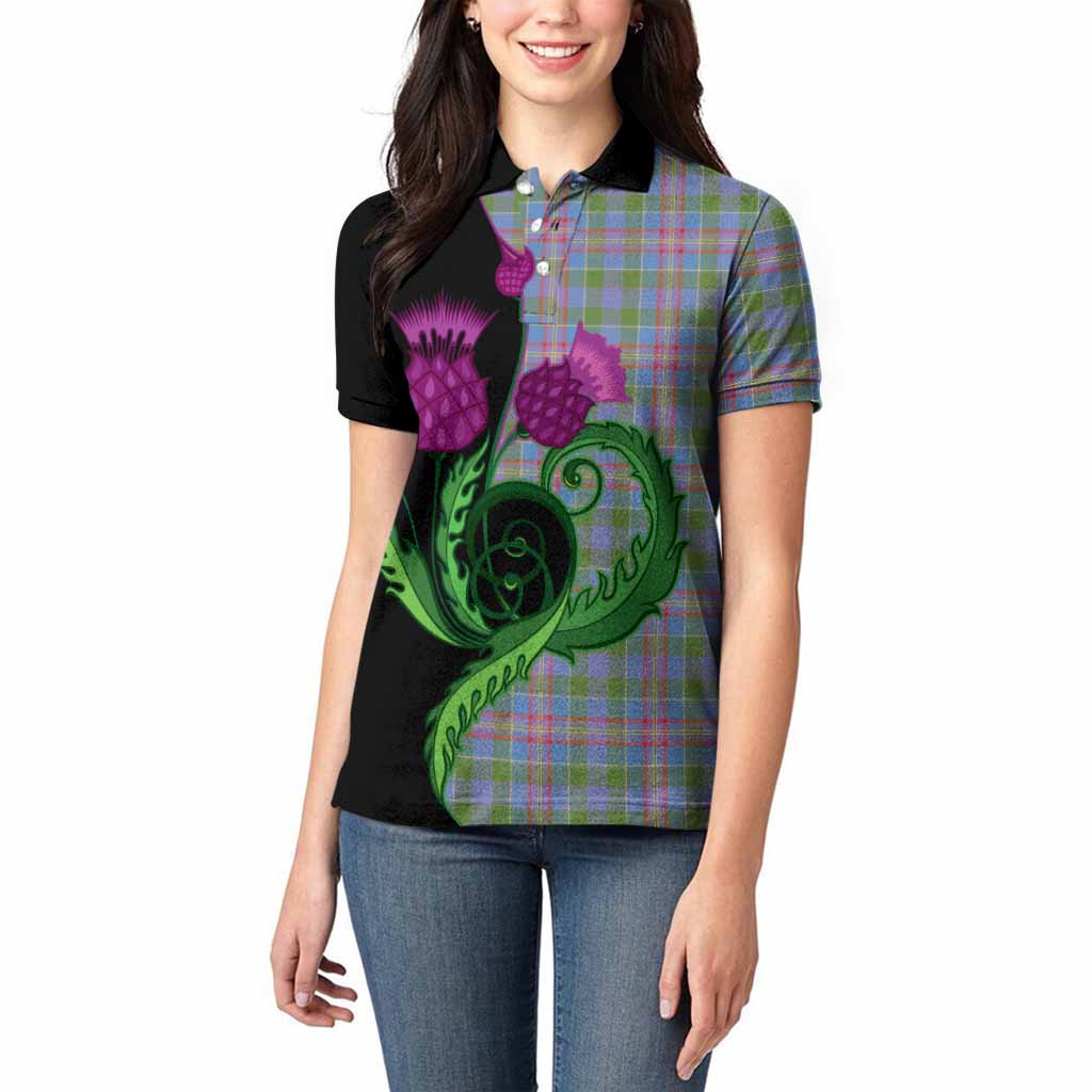 Ralston Tartan Women Polo Shirt Traditional Scottish Thistle