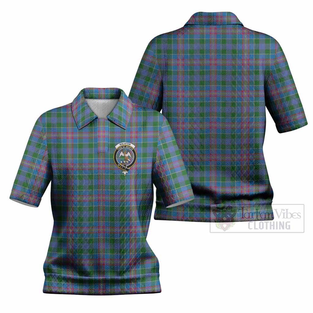 Ralston Tartan Women’s Polo Sweater Top with Family Crest