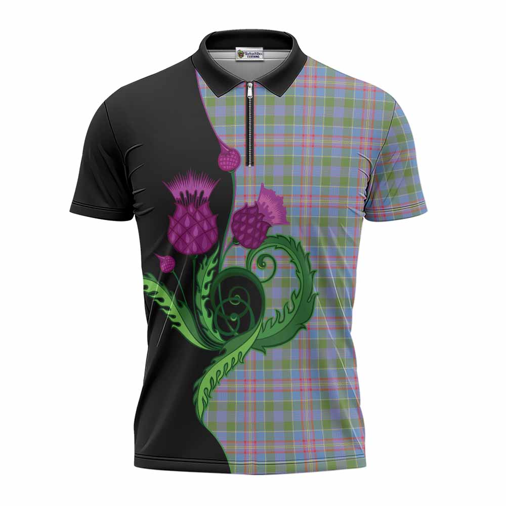 Ralston Tartan Zipper Polo Shirt Traditional Scottish Thistle