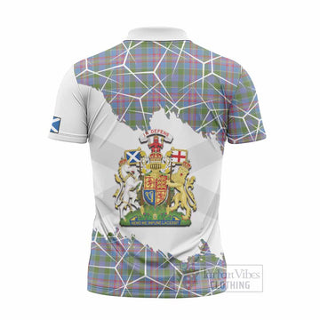Ralston Tartan Zipper Polo Shirt with Family Crest and Lion Rampant Grunge Style