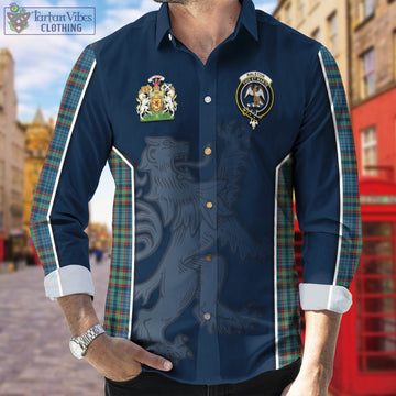 Ralston UK Tartan Long Sleeve Button Up Shirt with Family Crest and Lion Rampant Vibes Sport Style
