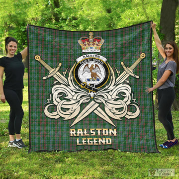 Ralston USA Tartan Quilt with Clan Crest and the Golden Sword of Courageous Legacy
