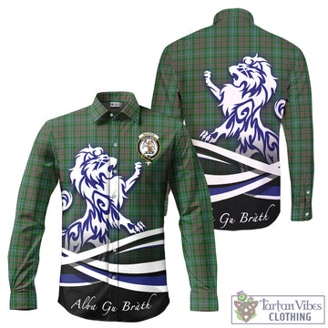 Ralston USA Tartan Long Sleeve Button Up Shirt with Alba Gu Brath Regal Lion Emblem