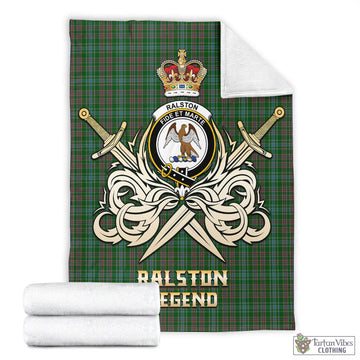 Ralston USA Tartan Blanket with Clan Crest and the Golden Sword of Courageous Legacy