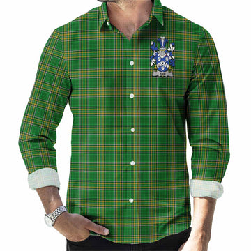 Ram Irish Clan Tartan Long Sleeve Button Up with Coat of Arms